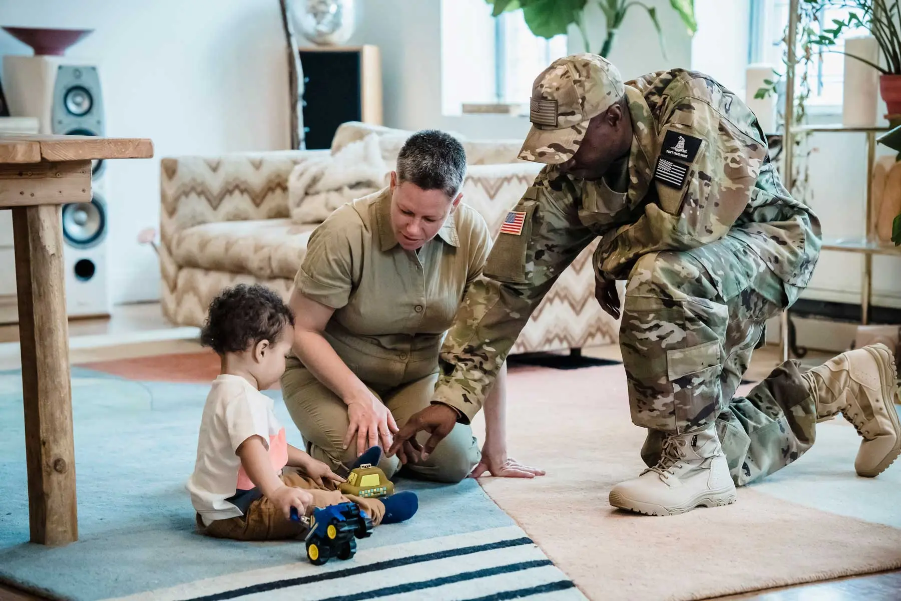 Veteran family together outdoors