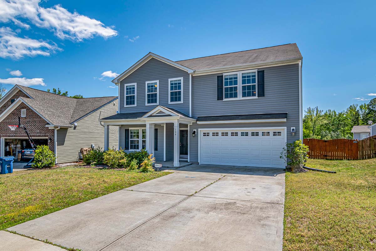 Established grey two-story home